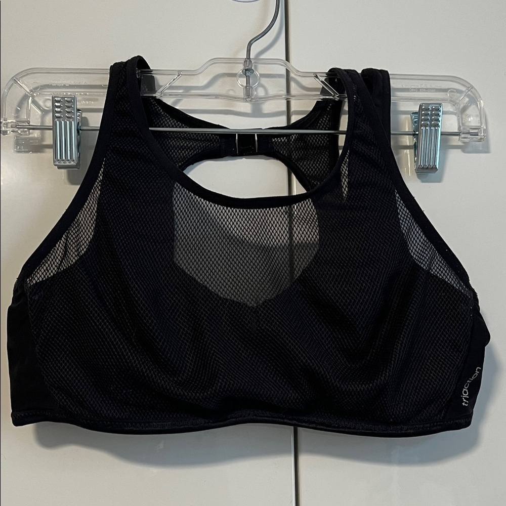 TRIUMPH Triaction Black Women's Sports Bra Mesh overlay, Size 36B
